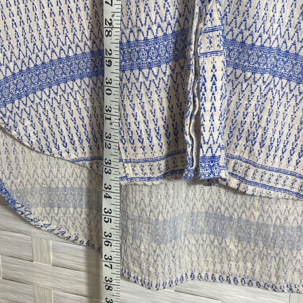 Anthropologie‎ Maeve Lena Blue/Ivory Yarn Dyed Balloon Sleeve Oversized Size XS - Picture 14 of 14
